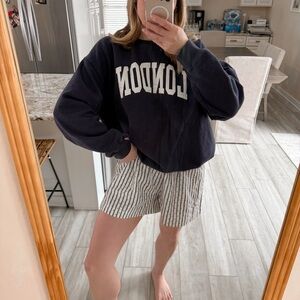 Pink Lily Boxer Shorts XL Heart Print Striped Lounge Pajama Shorts Elastic Waist